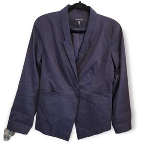 Eileen Fisher Women's Navy Blue One Button Blazer Jacket Size 8